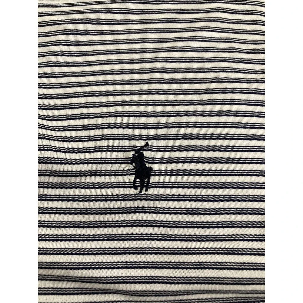 Polo Golf Ralph Lauren Polo Shirt Mens L Blue White Stripe Pima Cotton Pony